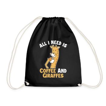 Kaffee und meine Giraffen, Giraffidae, Nubien, Afrikaner - Turnbeutel - Schwarz - Vorne