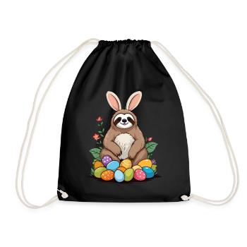 Lustiges Faultier Osterhase Ikonisches Ostern - Turnbeutel - Schwarz - Vorne