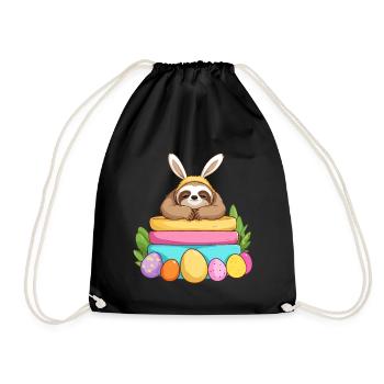 Lustiges Faultier Osterhase Ikonisches Ostern - Turnbeutel - Schwarz - Vorne