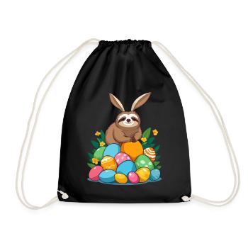 Lustiges Faultier Osterhase Ikonisches Ostern - Turnbeutel - Schwarz - Vorne
