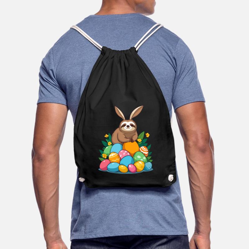 Funny Sloth Easter Bunny Iconic Easter Drawstring Bag