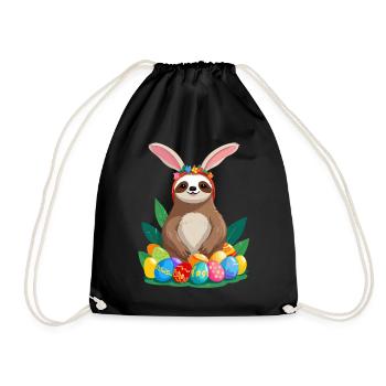 Drôle de paresseux lapin de Pâques emblématique Pâques - Sac de sport léger - noir - Devant