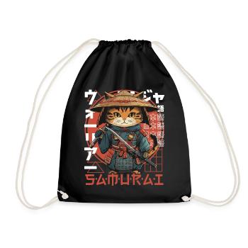 Chat Samouraï Chat Ninja Japonais Kawaii - Sac de sport léger - noir - Devant