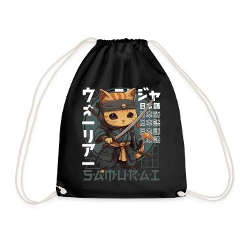 Chat Samouraï Chat Ninja Japonais Kawaii - Sac de sport léger - noir - Devant