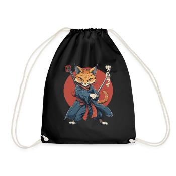 Chat Samouraï Chat Ninja Japonais Kawaii - Sac de sport léger - noir - Devant