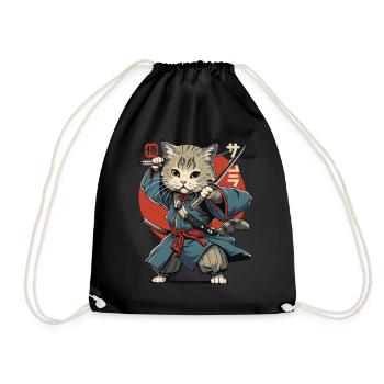 Chat Samouraï Chat Ninja Japonais Kawaii - Sac de sport léger - noir - Devant