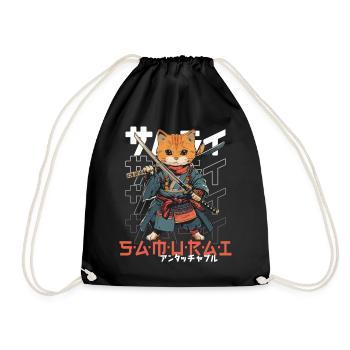 Chat Samouraï Chat Ninja Japonais Kawaii - Sac de sport léger - noir - Devant
