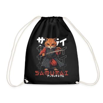 Chat Samouraï Chat Ninja Japonais Kawaii - Sac de sport léger - noir - Devant