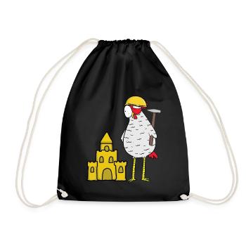 Craftsman Chicken Sandcastle Construction Site Building Builder - Drawstring Bag - black - Front