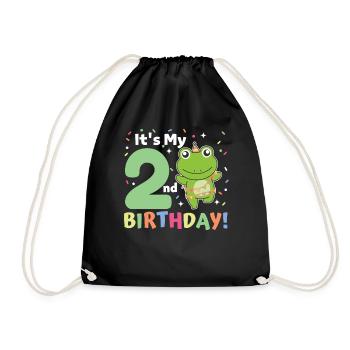 Frog for 2nd birthday children two years old - Drawstring Bag - black - Front