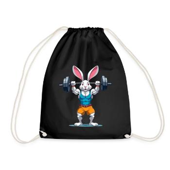 Easter Bunny Bodybuilding Animal Funny Workout - Drawstring Bag - black - Front
