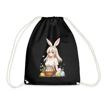 Anime Ostern Kawaii Osterhase Manga Mädchen Otaku - Turnbeutel - Schwarz - Vorne