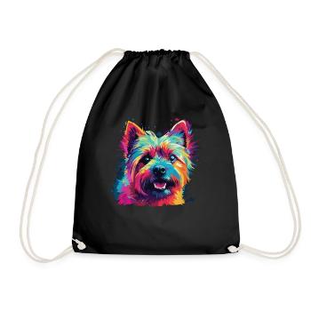 Wasserfarben Farbenfroher Norwich Terrier - Turnbeutel - Schwarz - Vorne