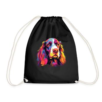 Aquarelle colorée Welsh Springer Spaniel - Sac de sport léger - noir - Devant