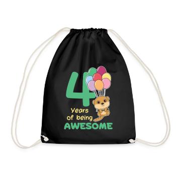 Meerkat for 4th birthday children four years - Drawstring Bag - black - Front