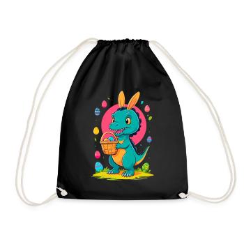 Iconic Easter Dinosaur Dinosaur Easter Bunny - Drawstring Bag - black - Front