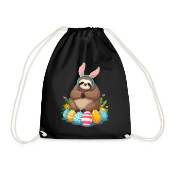 Lustiges Faultier Osterhase Ikonisches Ostern - Turnbeutel - Schwarz - Vorne