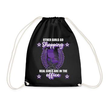 Office Girl Office Accountant Girl Gift - Drawstring Bag - black - Front