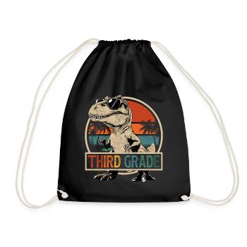 3rd Grade Dinosaur T-Rex Sunglasses Dino - Drawstring Bag - black - Front