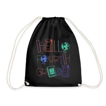 Hello 4th Grade School Supplies Elementary School School - Drawstring Bag - black - Front