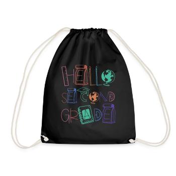 Hello 2nd grade school supplies elementary school school - Drawstring Bag - black - Front