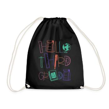Hello 3rd Grade School Supplies Elementary School School - Drawstring Bag - black - Front
