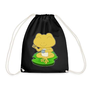 Frosch Tasse Kaffee - Turnbeutel - Schwarz - Vorne