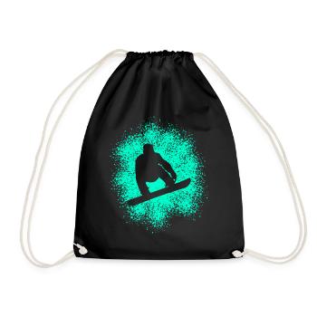 Snowboard Wintersportler - Turnbeutel - Schwarz - Vorne