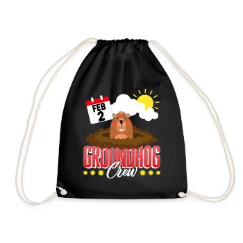 Groundhog Shirt, Groundhog Crew Predicting Spring - Drawstring Bag - black - Front