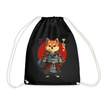 Samurai Dog Kawaii Japanische Ninja Shiba Inu - Turnbeutel - Schwarz - Vorne