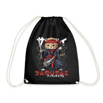 Chat Samouraï Chat Ninja Japonais Kawaii - Sac de sport léger - noir - Devant