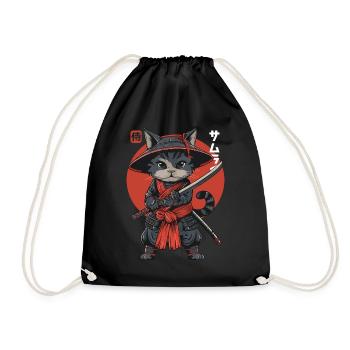 Chat Samouraï Chat Ninja Japonais Kawaii - Sac de sport léger - noir - Devant