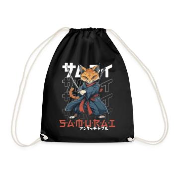 Chat Samouraï Chat Ninja Japonais Kawaii - Sac de sport léger - noir - Devant