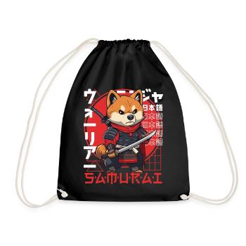 Samurai Dog Kawaii Japanische Ninja Shiba Inu - Turnbeutel - Schwarz - Vorne