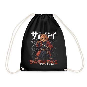 Chat Samouraï Chat Ninja Japonais Kawaii - Sac de sport léger - noir - Devant