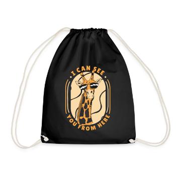 I Can See You From Here Nubian African Giraffidae - Drawstring Bag - black - Front
