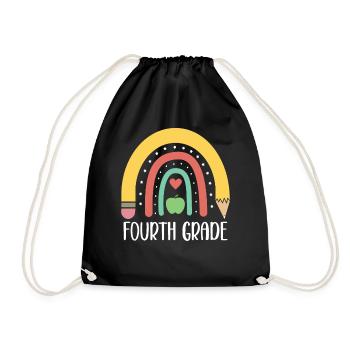 4th Grade Rainbow Pencil School Elementary School - Drawstring Bag - black - Front