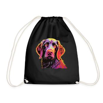 Watercolors Colorful German Wirehair - Drawstring Bag - black - Front