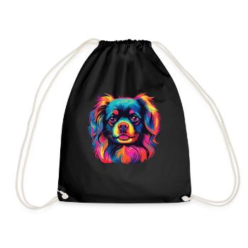 Aquarelle colorée épagneul tibétain - Sac de sport léger - noir - Devant