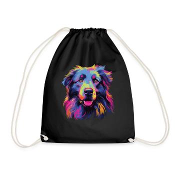 Wasserfarben Farbenfroher Petit Basset Pyrenean - Turnbeutel - Schwarz - Vorne