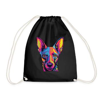 Watercolor Colorful Xoloitzcuintli - Drawstring Bag - black - Front
