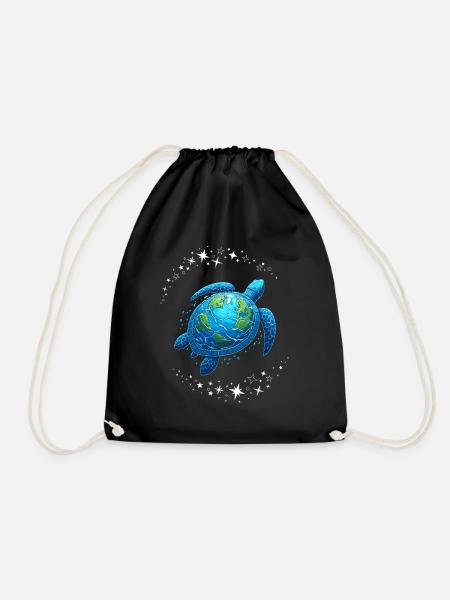 Happy Earth Day Meeresschildkröte Universum Globus - Turnbeutel - Schwarz