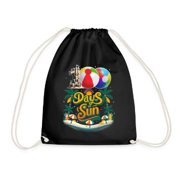 Schulshirt, 100 Tage Sonne Sandburgen Strand - Turnbeutel - Schwarz - Vorne