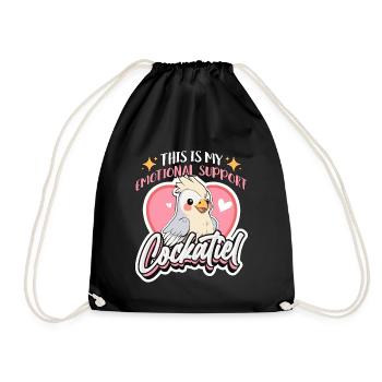 Cockatiel This Is My Emotional Support Bird Lover - Drawstring Bag - black - Front