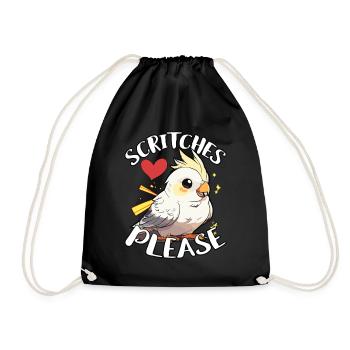 Cockatiel Scritches Please Budgie Cockatiel Lover - Drawstring Bag - black - Front