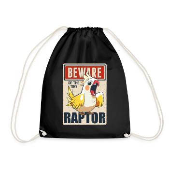Cockatiel Beware Of The Tiny Raptor Parrot Budgie - Drawstring Bag - black - Front