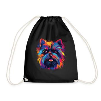 Watercolor Colorful Affenpinscher - Drawstring Bag - black - Front