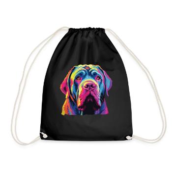Watercolor Colorful Mastino Napoletano - Drawstring Bag - black - Front