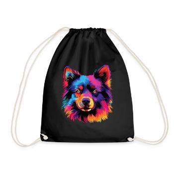Wasserfarben Farbenfroher Schipperke - Turnbeutel - Schwarz - Vorne