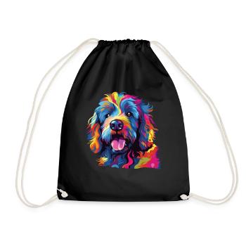 Watercolor Colorful Barbet - Drawstring Bag - black - Front